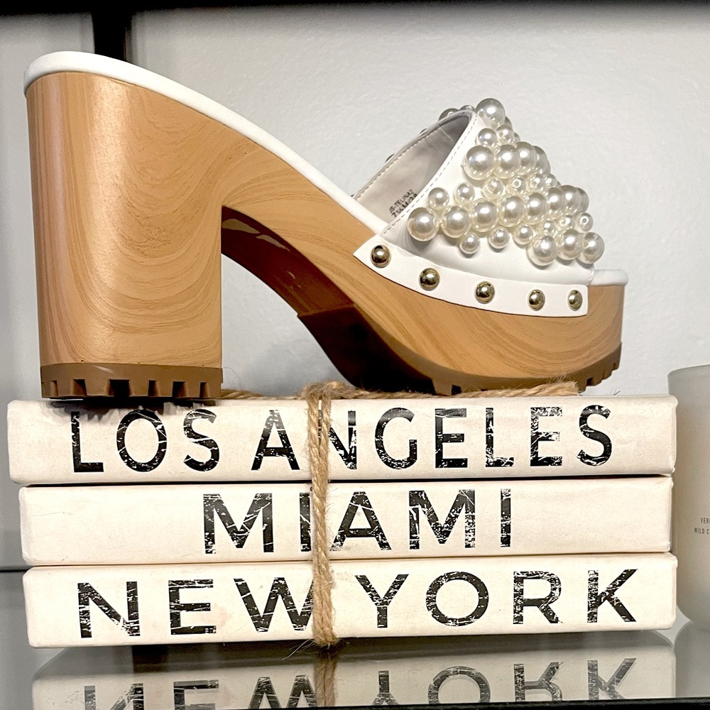 NWT Jessica Simpson Telina 4 Platform Sandal 👡 Size 7.5 Runs Big! PEARL DETAIL!